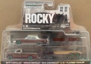 1972 Chevrolet C-10 Pickup with Rocky's 1973 Cadillac Sedan DeVille on Flatbed Trailer Rocky (1976) GREEN MACHINE VERSION