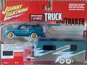 2005 Cadillac Escalade in Metallic Custom Teal with Camper Trailer- WHITE LIGHTNING CHASE
