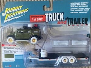 2004 Hummer H2 w/Open Trailer-Medium Sage Green - Truck and Trailer series- WHITE LIGHTNING CHASE