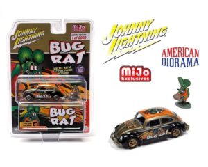 1965 VOLKSWAGEN BEETLE - BUG RAT - MIJO EXCLUSIVES - DIECAST METAL RAT FINK FIGURE INCLUDED