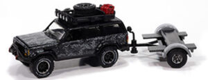 Jeep Cherokee XJ with Tow Dolly in Black and Gray