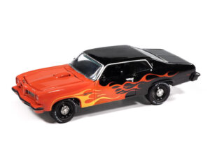 1974 Pontiac GTO in Black, Red, Orange, and Yellow - Black with Flames