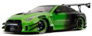 Nissan Skyline GT-R (R35) with Liberty Walk Body Kit in Green and Black - Pink Slips