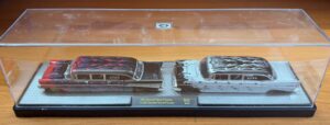 1957 CHEVROLET BEL AIR CUSTOM LIMO - SET OF 2 IN DISPLAY CASE - NO OUTER BOX -SCUFF MARKS ON DISPLAY CASE