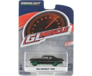 1969 Chevrolet Nova in Custom Matte Black GreenLight Muscle Series 27- GREEN MACHINE VERSION