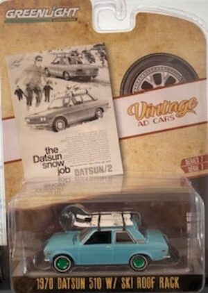 1970 Datsun 510 with Ski Roof Rack “The Datsun Snow Job”- GREEN MACHINE VERSION