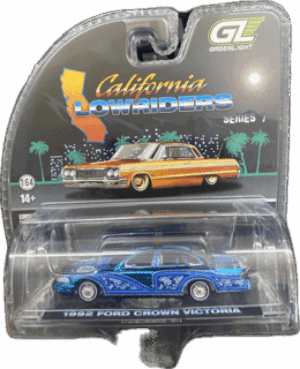 1992 Ford Crown Victoria Lowrider in Blue with Lightbar - GREENLIGHT RAW/CHASE VERSION